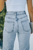 Light Washed Straight Leg Ankle Jeans
