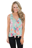 Touch The Sky Open Front Floral Tank Top