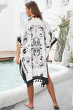 Bohemian Print Open Front Loose Kimono Beach Cover up