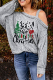 Asymmetric Dew Shoulder Long Sleeve Top