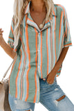 Button Striped Short Sleeves Shirt