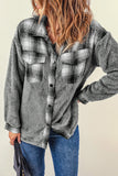 Plaid Patchwork Buttoned Pocket Sherpa Jacket