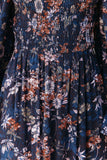 Smocked Off Shoulder Side Slit Floral Dress