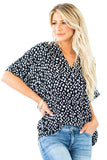 Chloe Animal Print V-neck Rolled Sleeve Tunic Top