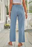 Elastic Waist Drawstring Wide Leg Pants