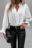 V Neck Long Puff Sleeve Shirt