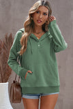 Snap Button Pullover Hoodie with Pocket