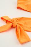 One-shoulder Self-tie Floral Bottom Two-piece Bikini Set