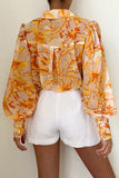 Floral Chic Bishop Sleeve Blouse