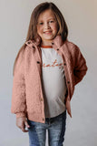 Beige Buttoned Solid Fleece Girl's Coat