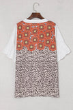 Leopard Mandala Hollow-out Sleeves T-shirt