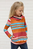 Cowl Neck Girl's Striped Sweatshirt