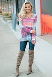 Make Believe Multi Colored Striped Criss Cross Top