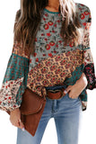 Multicolor Bohemian Floral Print Patchwork Top