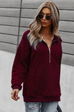 Quilted Patch Half Zipper Sweatshirt