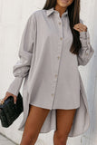 High Low Buttoned Long Sleeve Shirt