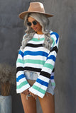 Casual Loose Bell Sleeves Striped Knit Sweater