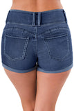 Light Blue Triple Button High Waisted Denim Shorts