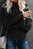 Housewarming Cable Knit Balloon Sleeve Sweater