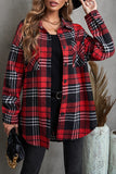Red Grid Print Boyfriend Shirt Coat