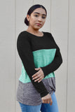 Color Block Crew Neck Blouse