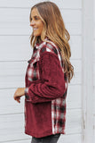 Plaid Patchwork Buttoned Pocket Sherpa Jacket