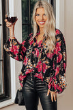 Ruffled Collar Floral Blouse