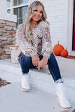 Leopard Color Block Patchwork Long Sleeve Top