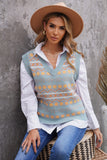 Tribal Print V Neck Knitted Sweater Vest