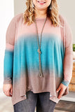 Sky Blue Plus Size Painted Poncho Top