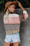 Color Block Deep V Neck Wrap Sweater