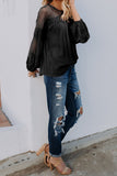 Fashion Lantern-Sleeve Lace Patchwork Top