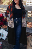 Buffalo Plaid Leopard Colorblock Plus Size Duster Cardigan