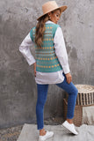 Tribal Print V Neck Knitted Sweater Vest