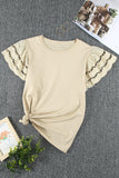 Hollow Out Ruffle Sleeve T-shirt