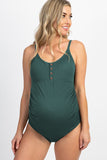 Ribbed Snap Front One-piece Maternity Swimsuit