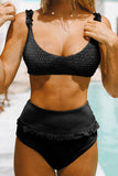 Smocked High Waist Bikini Set