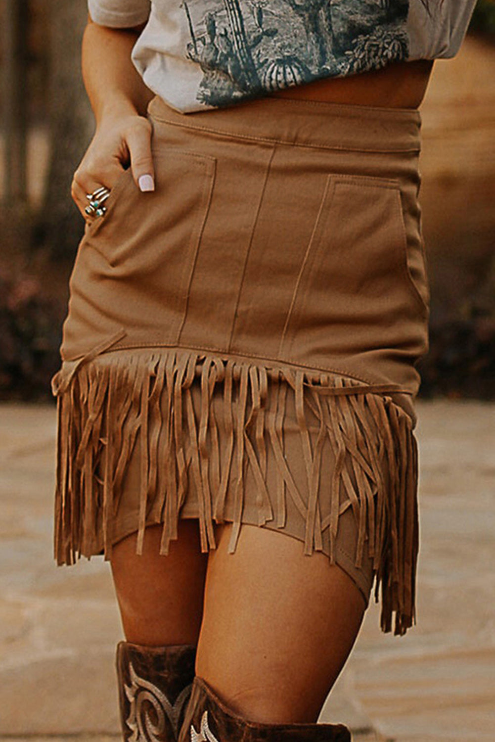 Tan tassel best sale skirt