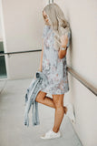Multicolor Short Sleeve Floral Mini Dress