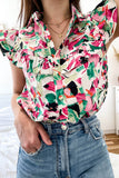 Floral Print Ruffled Sleeveless Shirt