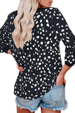 Spotted Print Apricot Long Sleeve Knit Top