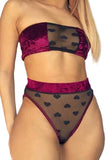 Velvet Love Pattern Bra Brief Set