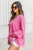Textured V Neck Drop Shoulder Loose Top