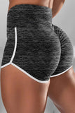 Marble Print High Waist Striped Trim Lift up Butt Yoga Sports Shorts