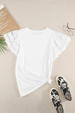 Hollow Out Ruffle Sleeve T-shirt