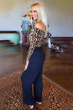 Long Sleeve Off Shoulder Leopard Bodysuit