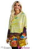 Star Printing Long Sleeve Tunic Top With Two Side Pockets