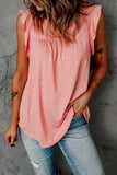 Pink Keyhole Back Ruffled Sleeveless Top