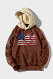 American Flag Print Color Block Men's Hoodie