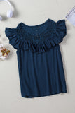 Lace Splicing Ruffled Short Sleeve T-shirt